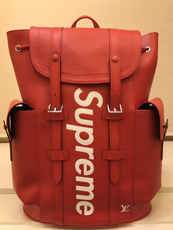 ルイヴィトン スーパーコピー Supreme コラボレーション クリストファー バックパック M53414 エ  ピレザー レッド ショルダーバッグ シュプリーム レアアイテム