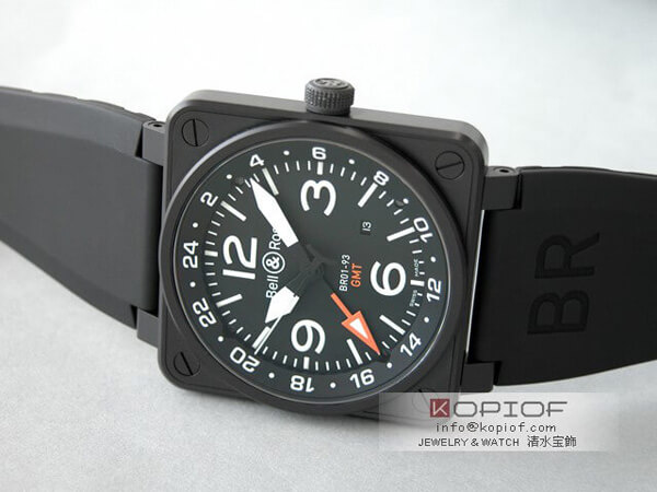 ベル＆ロス スーパーコピーBell＆Ross BR01-93 GMT ラバー ブラック/ホワイトアラビア