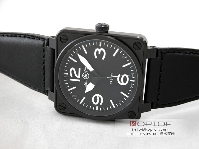 ベル＆ロス スーパーコピーBell＆Ross BR01-92 CARBON カーフベルト ブラック/ホワイトアラビア