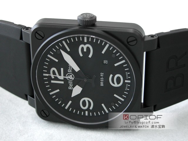 ベル＆ロス スーパーコピーBell＆Ross BR03-92 CARBON ラバー ブラック/ホワイトアラビア