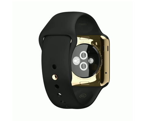 Apple Watch スーパーコピー38/42mm 18Kイエローゴールドケースとブラックスポーツバンド