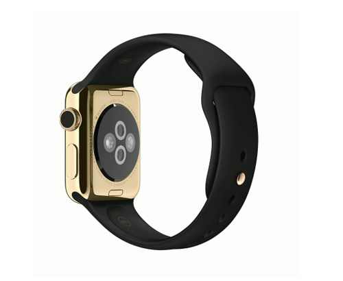 Apple Watch スーパーコピー38/42mm 18Kイエローゴールドケースとブラックスポーツバンド