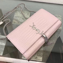 2018AW サンローラン バッグ コピー MEDIUM KATE MONOGRAM クロコ バッグ PINK