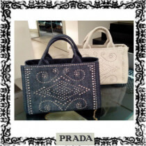 プラダ カナパ コピーPRADA2014新作SS 2WAYビジュー付トート BN2642 デニム...