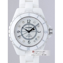 シャネルJ12  スーパーコピーシャネル CHANEL J12 H0970 38mm ホワイトセラミックブレス 8Pダイヤホワイトシェルアフター ホワイトシェル