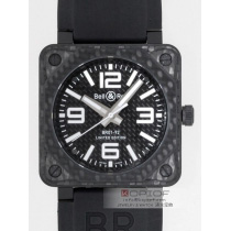 ベル＆ロス スーパーコピーBell＆Ross BR01-92 CARBON FIBER ラバーベルト ブラックカーボン/ホワイトアラビア