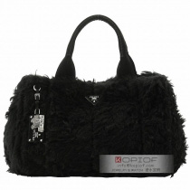 プラダ カナパ コピーFUR MOHAIRムートントートバッグ BN1918 FUR MOHAIR NERO