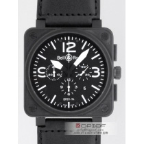 ベル＆ロス スーパーコピーBell＆Ross BR01-94 CARBON クロノグラフ カーフベルト ブラック/ホワイトアラビア