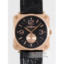 ベル＆ロス スーパーコピーBell＆Ross BR-S PINK GOLD クロコベルト ブラッ...