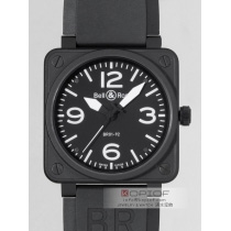 ベル＆ロス スーパーコピーBell＆Ross BR01-92 CARBON ラバーベルト ブラック/ホワイトアラビア