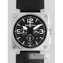 ベル＆ロス スーパーコピーBell＆Ross BR01-94 BLACK DIAL クロノグラフ ラバーベルト ブラック/ホワイトアラビア