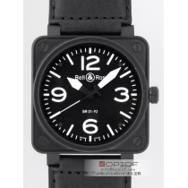 ベル＆ロス スーパーコピーBell＆Ross BR01-92 CARBON カーフベルト ブラック/ホワイトアラビア