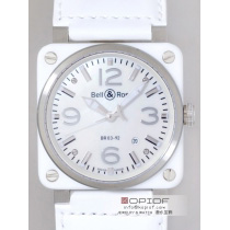 ベル＆ロス スーパーコピーBR03-92 WHITE CERAMIC 42mm カーフベルト ホ...