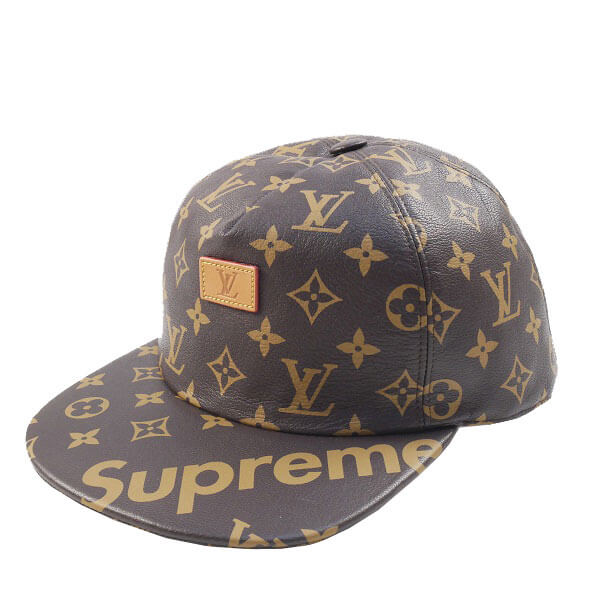 シュプリーム ルイ ヴィトン 帽子 コピー Louis Vuitton Supreme キャップ 5-Panel Hat モノグラム柄 レザーキャップ 茶 Size フリー