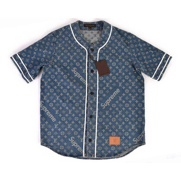 ルイヴィトン×シュプリーム コピー ベースボールシャツ ブルー 1A3F9U MONOGRAM ルイヴィトン×シュプリーム LOUIS VUITTON×SUPREME BASEBALL