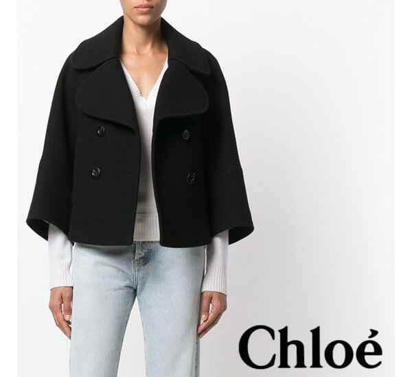 AW17-18人気☆Chloe☆ウールブレンドクロップドピーコート クロエ 服 レディース スーパーコピー