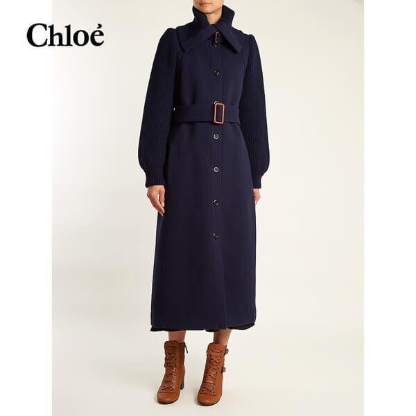 クロエ 2018AW chloe コート Navy-blue クロエ 服 レディース スーパーコピー