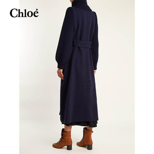 クロエ 2018AW chloe コート Navy-blue クロエ 服 レディース スーパーコピー