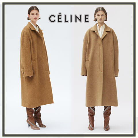 2017/18 CELINE ダブルフェイス コクーンコート/ブラウン セリーヌ服コピー