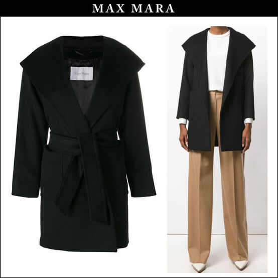 MAX MARA2017/18秋冬新作キャメルフーデッドコート黒 マックスマーラ コピー