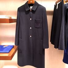 HERMES 2018"Manteau"COLLEGE"poche broder en LAINE/BLEUNOIR エルメススーパーコピー