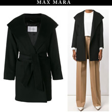 MAX MARA2017/18秋冬新作キャメルフーデッドコート黒 マックスマーラ コピー