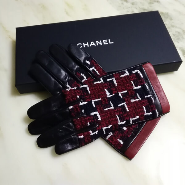 シャネル手袋スーパーコピーCHANEL  可愛いツイードｘレザー グローブ 