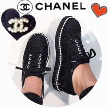 CHANEL スニーカー新作限定♪めちゃ可愛 パール付レースアップ シャネル靴コピー