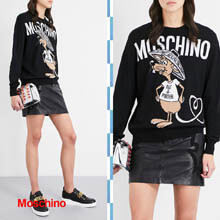 モスキーノ コピーMOSCHINO 2018 Rat-A-Porter ロング ウール プルオーバー Moschino ニット セーター 愛いネズミさん 長袖薄手ニット