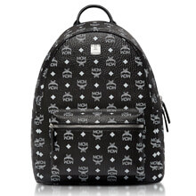 MCM リュック Black M White Logo Visetos Stark バックパック...