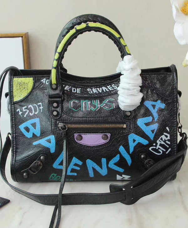 バレンシアガBALENCIAGA GRAFFITI ハンドバック スモール 431621.0FE1T.1060スーパーコピー