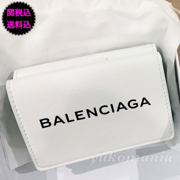 バレンシアガ ミニ財布 コピー ペーパー ミニウォレット WHITE BLACK ロゴ BALENCIAGA 折りたたみ財布 391446DLQ0N6510