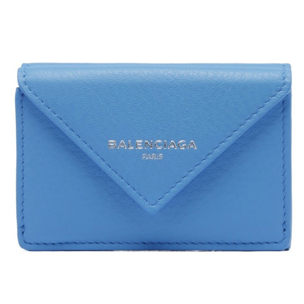 バレンシアガ ミニ財布 コピーBALENCIAGA ペーパーミニウォレット 折りたたみ財布 ブルー Light Blue