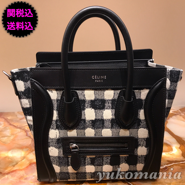 CELINE ショルダーバッグ ポシェット NANO SHOPPER ナノショッパー ブラックXホワイト セリーヌコピー