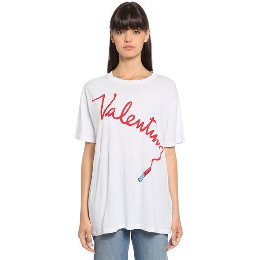 ヴァレンティノ Tシャツ コピー バレンチノ LIPSTICK プリントコットンジャージー VALENTINO Tシャツ