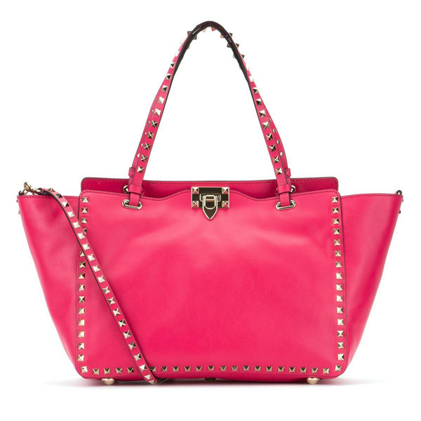 Valentino トートバッグ Garavani RockstudレKW2B0970B0L U11ザーハンドバッグ フクシア ヴァレンティノ バッグ スタッズ コピー