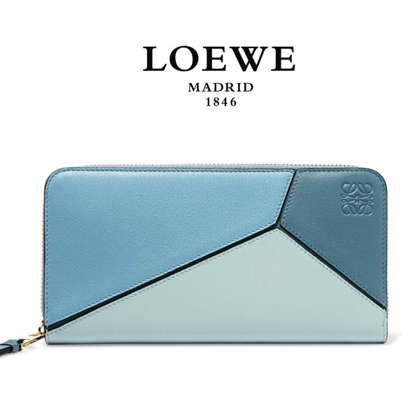 ロエベ パズル 財布 偽物LOEWE PUZZLEラウンドジップ長財布 青Blue