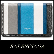 BALENCIAGA 名刺入れ BAZAR レザー ストライプ カードケース バレンシアガスーパ...