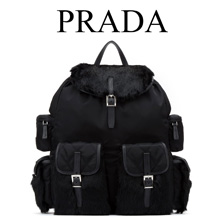 PRADA リュック ナイロン ラビットファー プラダ うさぎ バックパック 2VZ016V0P...