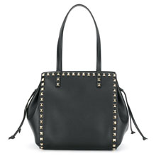 VALENTINO ロックスタッド ダブルハンドルバッグ ブラック スムース PW2B0A86/...