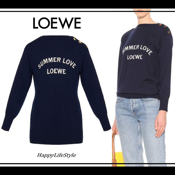 爽やかStyle Embroidery ボートネック ニット LOEWE ロエベ服コピー