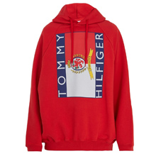 ヴェトモン パーカー コピー VETEMENTS Tommy Hilfiger ロゴ パーカー フーディ トミーヒルフィガー コラボレーション フード コットンブレンドスエットシャツ