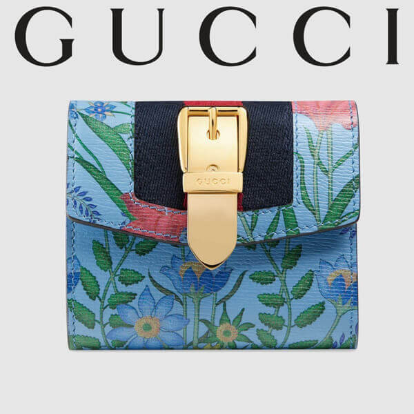 グッチ 財布 コピー GUCCI 折りたたみ財布 シルヴィーニューフローラルプリントレザーウォレット