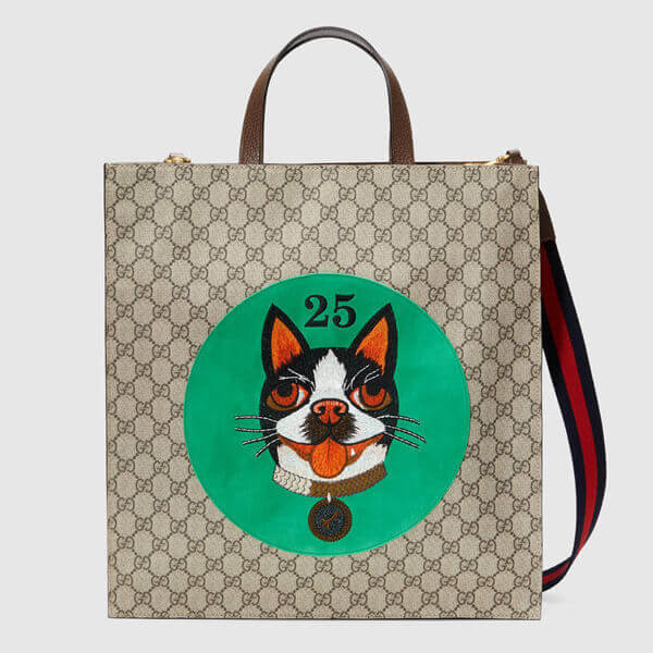 18SS【GUCCI】GGスプリーム ボスコ グッチ トートバッグ コピー ボストンテリア犬 