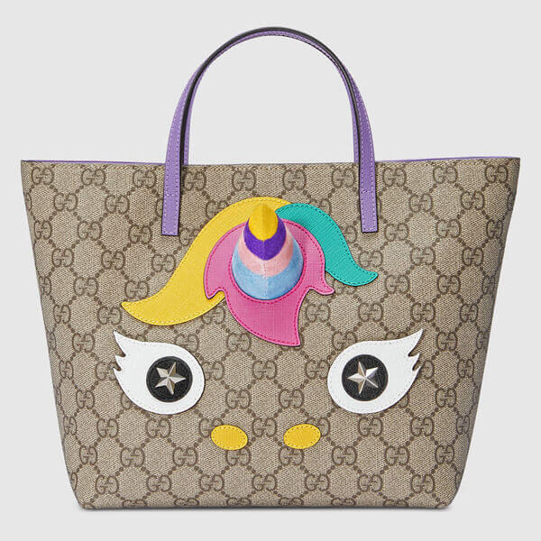 2018ss GUCCIグッチ トートバッグ コピー Kids GGスプリーム ユニコーン トートバッグ GUCCI 子供用トート