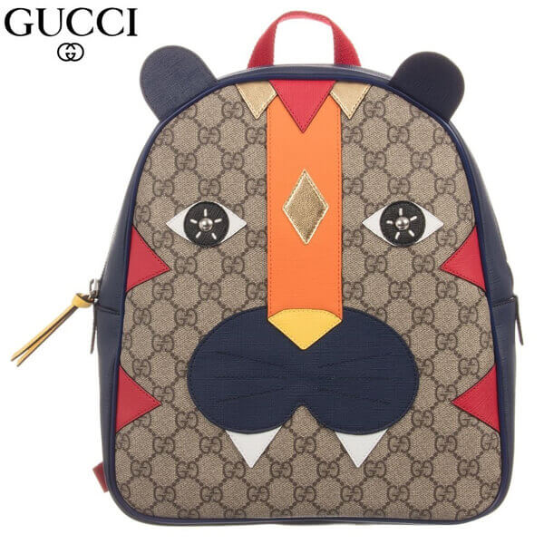 グッチ リュック コピー 2018SS☆GGタイガーバックパック GUCCI 子供用リュック スタッズ付きトラのモチーフを組み合わせました