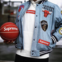 スーパーコピー Supreme x NBA team warm up Jaket-Denim ジャケット ナイキ コラボ デニム