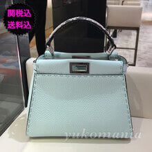 フェンディ ハンドバッグ コピーFENDI パイソン ピーカブー ハンドバッグ 新作SELLERIA PEEKABOO MINI ACQUA 水色 8BN244 N8K F10VC