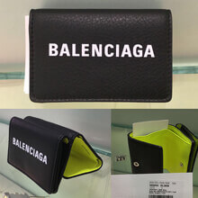 バレンシアガ ミニ財布 コピー  BALENCIAGA EVERYDAY  三つ折り財布 黒×イ...