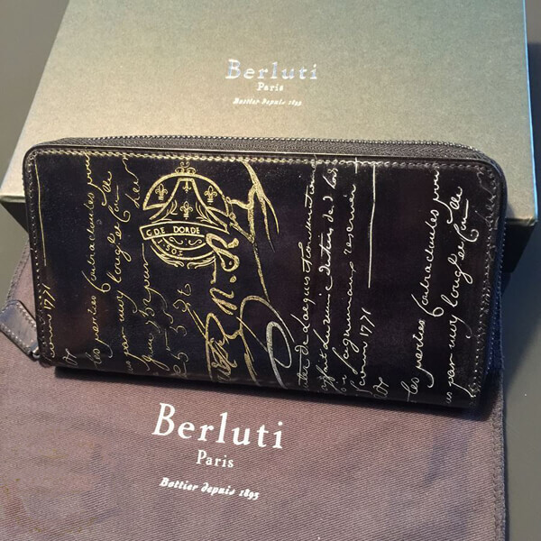 ベルルッティ財布 コピーBerluti ゴールド×シルバーパティーヌ V字オープン長財布